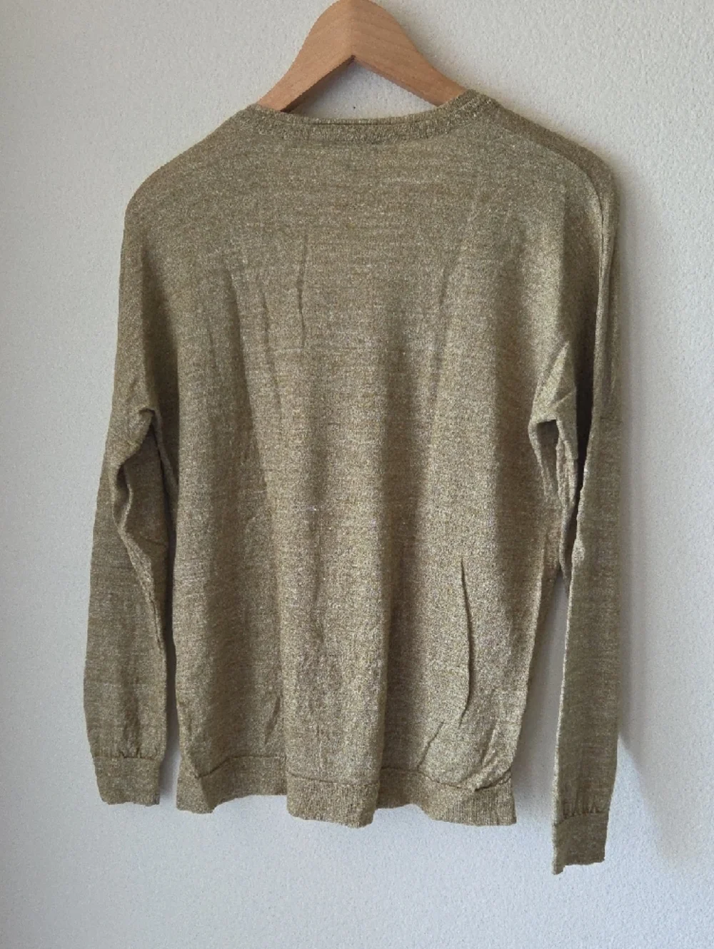 J. Crew Merino Wool Linen Blend V-Neck Sweater Light Tan Green Heathered Sz M - Picture 8 of 12
